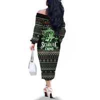 Merry Christmas Schrute Farms Family Matching Off Shoulder Long Sleeve Dress and Hawaiian Shirt - Wonder Print Shop