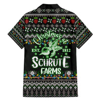Black Hawaiian shirt back with Christmas text, Schrute Farms and Est. 1812 graphic