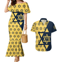 Happy Hanukkah Couples Matching Mermaid Dress and Hawaiian Shirt Jewish Star of David - Wonder Print Shop