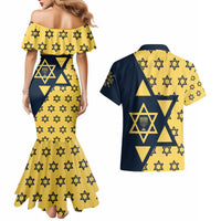 Happy Hanukkah Couples Matching Mermaid Dress and Hawaiian Shirt Jewish Star of David - Wonder Print Shop