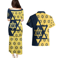 Happy Hanukkah Couples Matching Puletasi Dress and Hawaiian Shirt Jewish Star of David - Wonder Print Shop