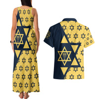 Happy Hanukkah Couples Matching Tank Maxi Dress and Hawaiian Shirt Jewish Star of David - Wonder Print Shop