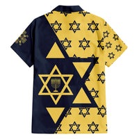 Happy Hanukkah Family Matching Off Shoulder Long Sleeve Dress and Hawaiian Shirt Jewish Star of David - Wonder Print Shop