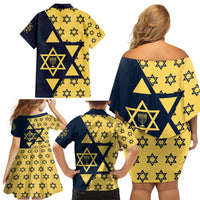 Happy Hanukkah Family Matching Off Shoulder Short Dress and Hawaiian Shirt Jewish Star of David - Wonder Print Shop