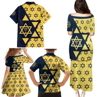 Happy Hanukkah Family Matching Puletasi Dress and Hawaiian Shirt Jewish Star of David - Wonder Print Shop
