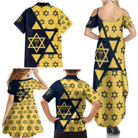 Happy Hanukkah Family Matching Summer Maxi Dress and Hawaiian Shirt Jewish Star of David - Wonder Print Shop