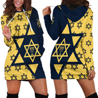 Happy Hanukkah Hoodie Dress Jewish Star of David - Wonder Print Shop
