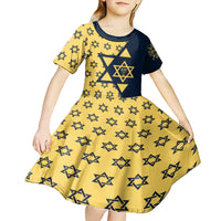 Happy Hanukkah Kid Short Sleeve Dress Jewish Star of David - Wonder Print Shop