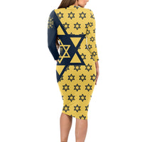 Happy Hanukkah Long Sleeve Bodycon Dress Jewish Star of David - Wonder Print Shop