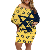 Happy Hanukkah Off Shoulder Short Dress Jewish Star of David - Wonder Print Shop