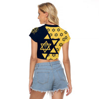 Happy Hanukkah Raglan Cropped T Shirt Jewish Star of David - Wonder Print Shop