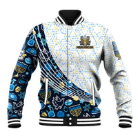 Happy Hanukkah Baseball Jacket Menorah and Dreidel - Wonder Print Shop
