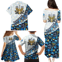Happy Hanukkah Family Matching Puletasi Dress and Hawaiian Shirt Menorah and Dreidel - Wonder Print Shop