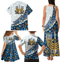 Happy Hanukkah Family Matching Tank Maxi Dress and Hawaiian Shirt Menorah and Dreidel - Wonder Print Shop