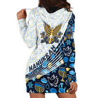 Happy Hanukkah Hoodie Dress Menorah and Dreidel - Wonder Print Shop