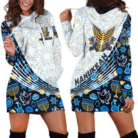Happy Hanukkah Hoodie Dress Menorah and Dreidel - Wonder Print Shop