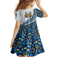 Happy Hanukkah Kid Short Sleeve Dress Menorah and Dreidel - Wonder Print Shop