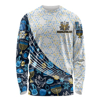 Happy Hanukkah Long Sleeve Shirt Menorah and Dreidel - Wonder Print Shop