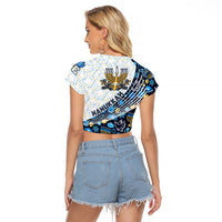 Happy Hanukkah Raglan Cropped T Shirt Menorah and Dreidel - Wonder Print Shop