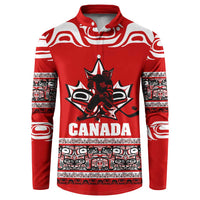 Haida Hockey Canada Button Sweatshirt Maple Leaf