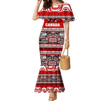 Haida Hockey Canada Family Matching Mermaid Dress and Hawaiian Shirt Maple Leaf