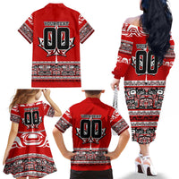 Haida Hockey Canada Family Matching Off The Shoulder Long Sleeve Dress and Hawaiian Shirt Maple Leaf