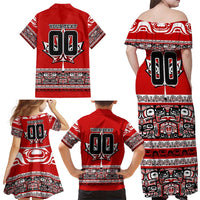 Haida Hockey Canada Family Matching Off Shoulder Maxi Dress and Hawaiian Shirt Maple Leaf