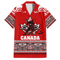 Haida Hockey Canada Family Matching Short Sleeve Bodycon Dress and Hawaiian Shirt Maple Leaf