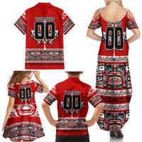 Haida Hockey Canada Family Matching Summer Maxi Dress and Hawaiian Shirt Maple Leaf