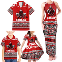 Haida Hockey Canada Family Matching Tank Maxi Dress and Hawaiian Shirt Maple Leaf