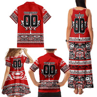 Haida Hockey Canada Family Matching Tank Maxi Dress and Hawaiian Shirt Maple Leaf