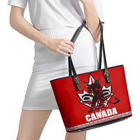 Haida Hockey Canada Leather Tote Bag Maple Leaf