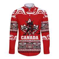 Haida Hockey Canada Long Sleeve Button Shirt Maple Leaf
