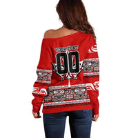 Haida Hockey Canada Off Shoulder Sweater Maple Leaf