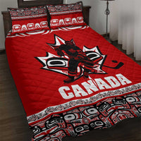 Haida Hockey Canada Quilt Bed Set Maple Leaf