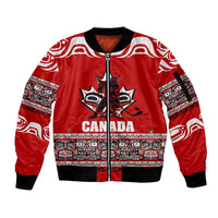 Haida Hockey Canada Sleeve Zip Bomber Jacket Maple Leaf