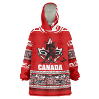 Haida Hockey Canada Wearable Blanket Hoodie Maple Leaf