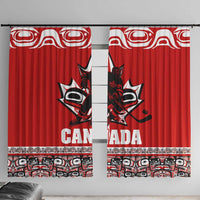 Haida Hockey Canada Window Curtain Maple Leaf