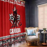 Haida Hockey Canada Window Curtain Maple Leaf