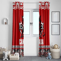 Haida Hockey Canada Window Curtain Maple Leaf