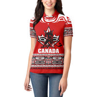 Haida Hockey Canada Women Polo Shirt Maple Leaf