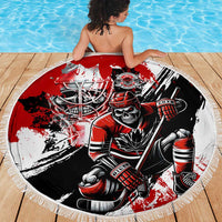 Canada Hockey Skull Life and Death Beach Blanket