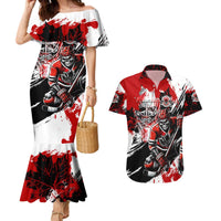 Canada Hockey Skull Life and Death Couples Matching Mermaid Dress and Hawaiian Shirt