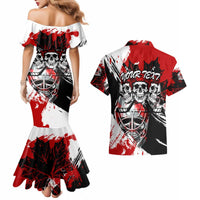 Canada Hockey Skull Life and Death Couples Matching Mermaid Dress and Hawaiian Shirt