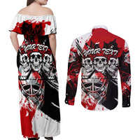 Canada Hockey Skull Life and Death Couples Matching Off Shoulder Maxi Dress and Long Sleeve Button Shirt