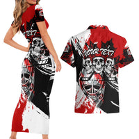 Canada Hockey Skull Life and Death Couples Matching Short Sleeve Bodycon Dress and Hawaiian Shirt
