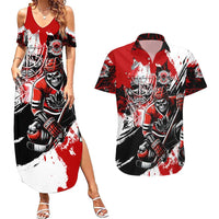 Canada Hockey Skull Life and Death Couples Matching Summer Maxi Dress and Hawaiian Shirt