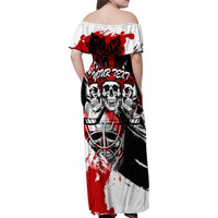 Canada Hockey Skull Life and Death Family Matching Off Shoulder Maxi Dress and Hawaiian Shirt