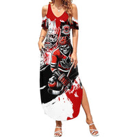 Canada Hockey Skull Life and Death Family Matching Summer Maxi Dress and Hawaiian Shirt