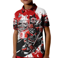 Canada Hockey Skull Life and Death Kid Polo Shirt